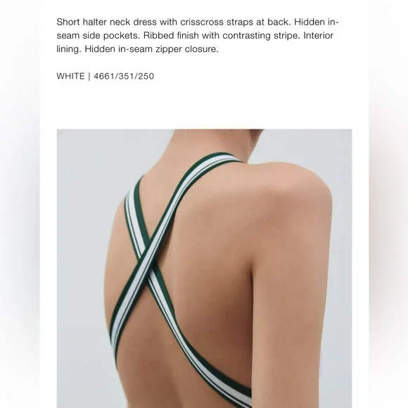 Zara White Mini Dress with Green-Striped Halter - Picture 8 of 10